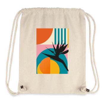 Geometrische Paradiesvogelblume Retro Tropical Art - Stanley/Stella recycelter Gym Bag - Naturweiß - Vorne
