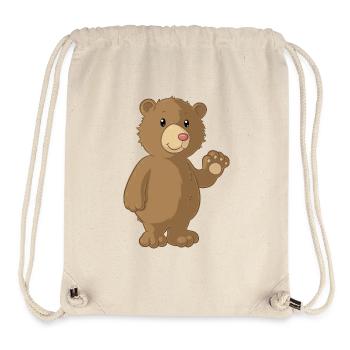 Waving cartoon bear - Stanley/Stella Recycled Gym Bag - natural - Front