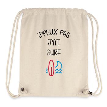 Surf / Surfeur / Sport / Sportif / J'peux pas - Sac à cordon recyclé Stanley/Stella - blanc naturel - Devant