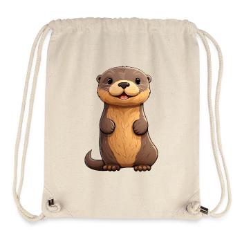 Conception de loutre mignonne | Ambiance estivale | Loutres - Sac à cordon recyclé Stanley/Stella - blanc naturel - Devant