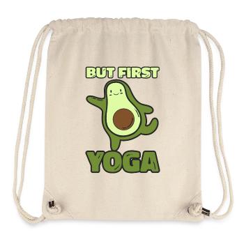 But first Yoga-Funny Yoga Avocado Design - Stanley/Stella recycelter Gym Bag - Naturweiß - Vorne