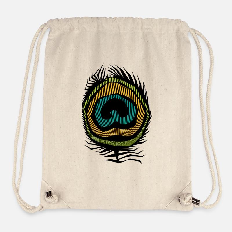 Plume de paon psychédélique Peacock Bohème Chic 2024 - Sac à cordon recyclé Stanley/Stella - blanc naturel