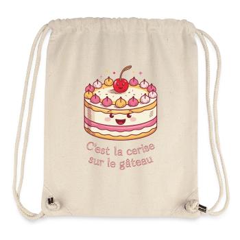 C'est la cerise sur le gâteau • humouristique - Sac à cordon recyclé Stanley/Stella - blanc naturel - Devant