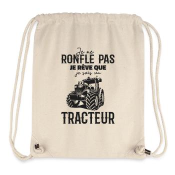 Je ne ronfle pas je rêve que je suis un tracteur - Sac à cordon recyclé Stanley/Stella - blanc naturel - Devant
