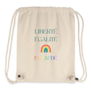 LIBERTÉ EGALITÉ FCKAFDÉ - Regenbogen Design FCKAFD - Stanley/Stella recycelter Gym Bag - Naturweiß - Vorne