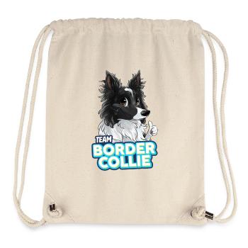 TEAM Border Collie Langhaar - Schwarz Zweifarbig - Stanley/Stella recycelter Gym Bag - Naturweiß - Vorne