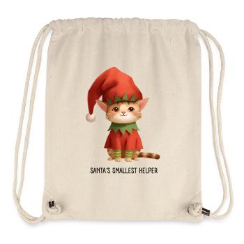 Imprimé chaton de Noël ludique - Sac à cordon recyclé Stanley/Stella - blanc naturel - Devant