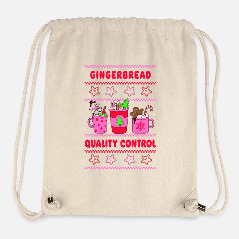 Gingerbread Quality Control - neon pink - Stanley/Stella recycelter Gym Bag - Naturweiß