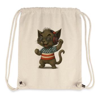 Look DJ chat en style Americana - Sac à cordon recyclé Stanley/Stella - blanc naturel - Devant