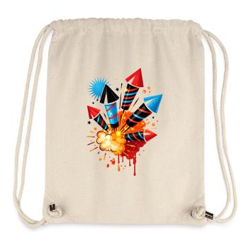 Colorful Fireworks Illustration - Stanley/Stella Recycled Gym Bag - natural - Front