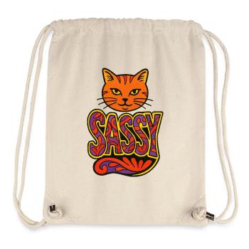 Sassy Cat Psychedelic Script - Stanley/Stella Recycled Gym Bag - natural - Front