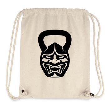 Masque de samouraï avec kettlebell de gymnase - Sac à cordon recyclé Stanley/Stella - blanc naturel - Devant