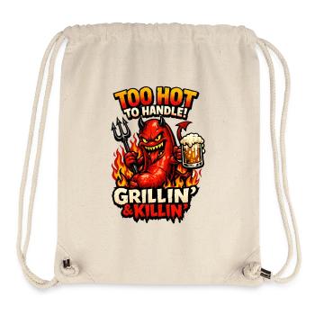 Satanic Grill Sausage – Bande dessinée d’horreur BBQ drôle - Sac à cordon recyclé Stanley/Stella - blanc naturel - Devant