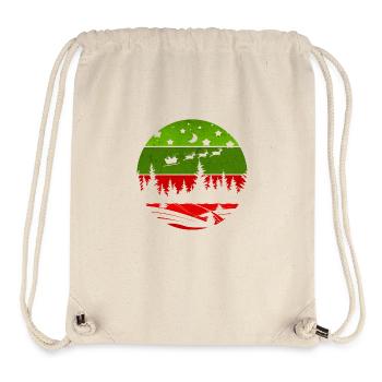 Motif de Noël - Noël vintage rouge et vert Sapins - Sac à cordon recyclé Stanley/Stella - blanc naturel - Devant