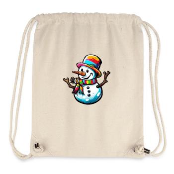 Bonhomme de neige / Hiver / Neige / Bande dessinée / Froid - Sac à cordon recyclé Stanley/Stella - blanc naturel - Devant
