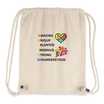 Autism Awareness Shirt Christmas Gift Rainbow Tee - Stanley/Stella Recycled Gym Bag - natural - Front
