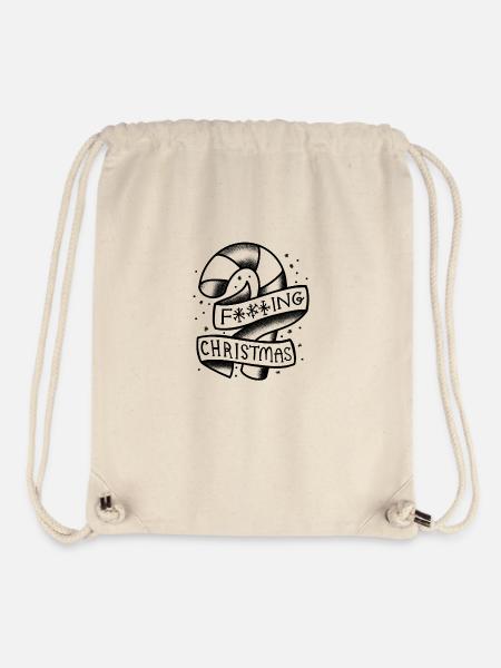 F***ing Weihnachten mit Zuckerstange - Stanley/Stella recycelter Gym Bag - Naturweiß
