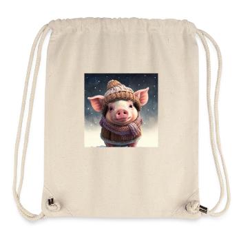 süßes verkleidetes Winterferkel - Stanley/Stella recycelter Gym Bag - Naturweiß - Vorne