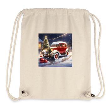 Voitures anciennes à Noël - Sac à cordon recyclé Stanley/Stella - blanc naturel - Devant