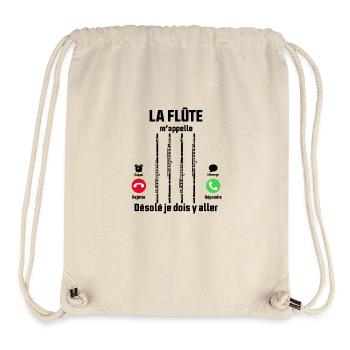 La flûte m'appelle idée Cadeau flûtiste - Sac à cordon recyclé Stanley/Stella - blanc naturel - Devant