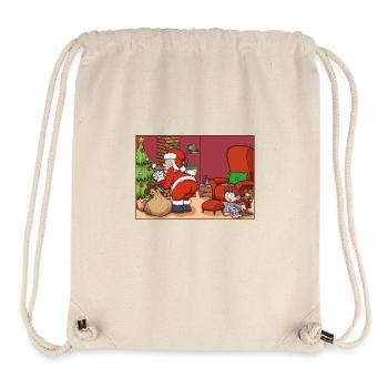 Le Père Noël se fait attraper la veille de Noël - Sac à cordon recyclé Stanley/Stella - blanc naturel - Devant