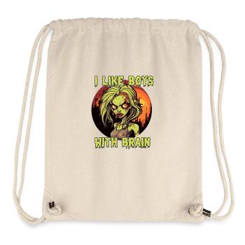 Zombie - I LIKE BOYS WITH BRAIN - Stanley/Stella recycelter Gym Bag - Naturweiß - Vorne