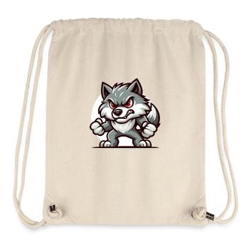 Drawing of a Wolf: Majestic Animal Depiction - Stanley/Stella Recycled Gym Bag - natural - Front