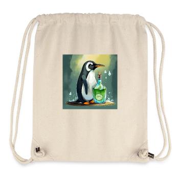 Pinguin mit einer Gin-Tonic-Flasche - Stanley/Stella recycelter Gym Bag - Naturweiß - Vorne
