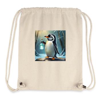 Pinguin mit einer Gin-Tonic-Flasche in der Hand - Stanley/Stella recycelter Gym Bag - Naturweiß - Vorne
