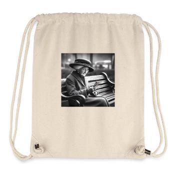 Granny with smartphone - Stanley/Stella Recycled Gym Bag - natural - Front