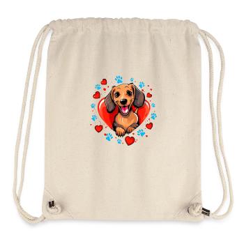 Fröhlicher Dackel Hund Herzdesign - Stanley/Stella recycelter Gym Bag - Naturweiß - Vorne