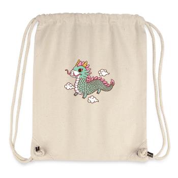 Dragon vert volant parmi les nuages - Sac à cordon recyclé Stanley/Stella - blanc naturel - Devant