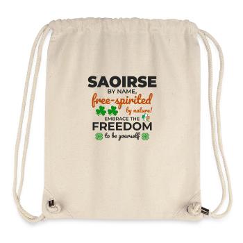 Funny Irish Girl Name: Saoirse - Free-Spirited - Stanley/Stella Recycled Gym Bag - natural - Front