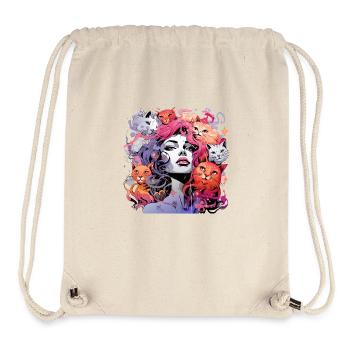 Beautiful female paint art Face colorful woman - Stanley/Stella Recycled Gym Bag - natural - Front