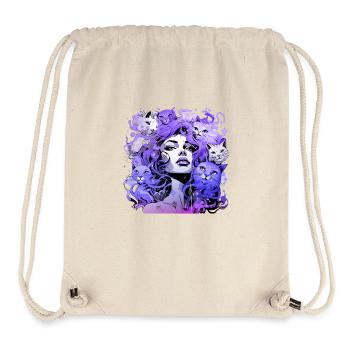 Beautiful female paint art Face colorful woman - Stanley/Stella Recycled Gym Bag - natural - Front