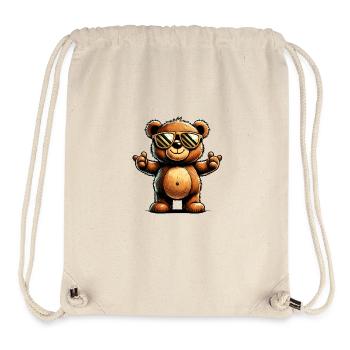 Teddy bear with cool sunglasses - Stanley/Stella Recycled Gym Bag - natural - Front