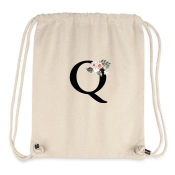 Lettre q floral tropical - Sac à cordon recyclé Stanley/Stella - blanc naturel - Devant
