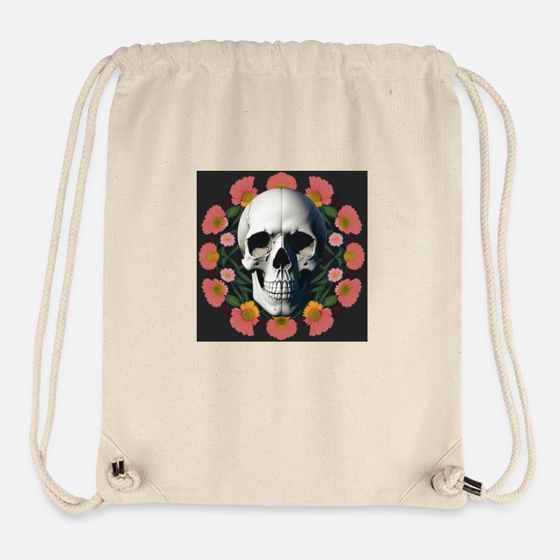 Flower-Skull - Stanley/Stella recycelter Gym Bag - Naturweiß
