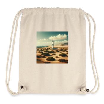 Gato Loco Lighthouse El Cotillo Illustration Beach - Stanley/Stella Recycled Gym Bag - natural - Front