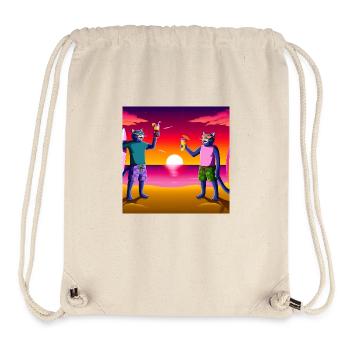 Gato Loco Surfdudes Cats Sunset Sea Beach Cat - Stanley/Stella Recycled Gym Bag - natural - Front
