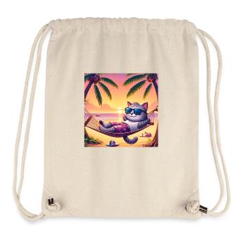 Gato Loco Katze Sonnenuntergang Cat Sunset Palms - Stanley/Stella Recycled Gym Bag - natural - Front