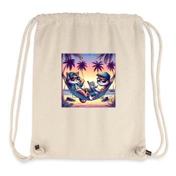 Gato Loco Surf Cats Hammock Cats in Hammock - Stanley/Stella Recycled Gym Bag - natural - Front