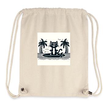 Gato Loco Surfing Cat Hang Holiday Surf Cat - Stanley/Stella Recycled Gym Bag - natural - Front