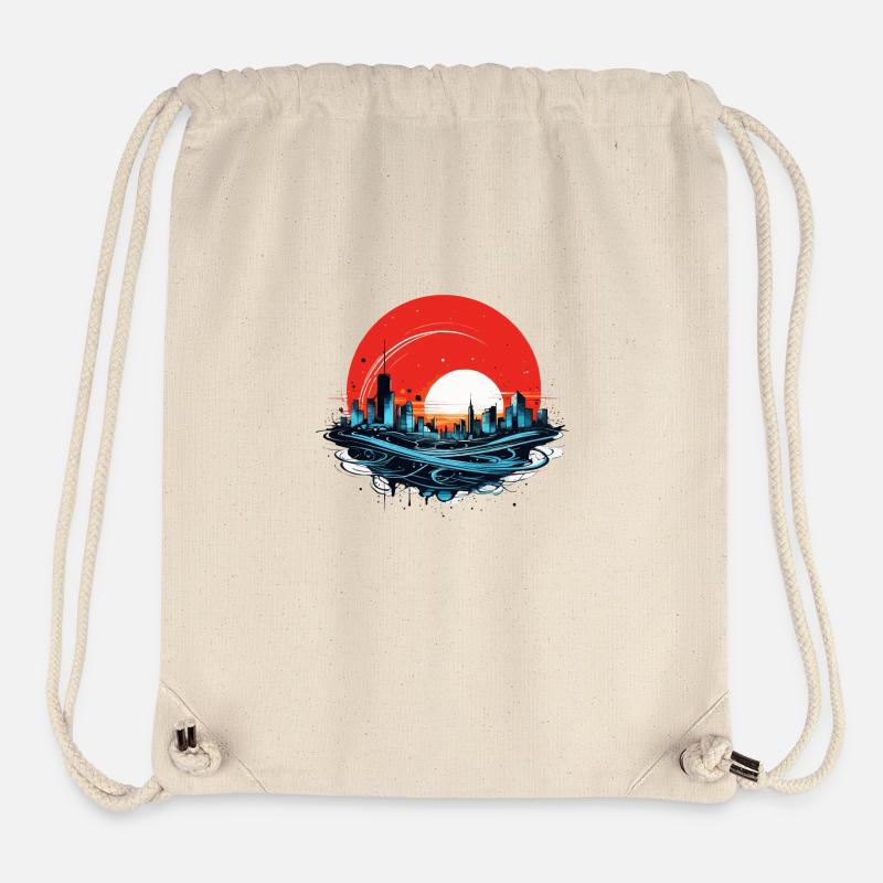 City Tornado in the Moonlight Red Blue - Stanley/Stella Recycled Gym Bag - natural