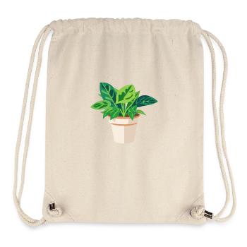 Planter des feuilles vertes en pot - Sac à cordon recyclé Stanley/Stella - blanc naturel - Devant