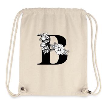 Lettre b floral noir et blanc - Sac à cordon recyclé Stanley/Stella - blanc naturel - Devant