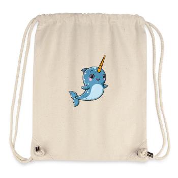 Narval ludique avec corne de licorne - Sac à cordon recyclé Stanley/Stella - blanc naturel - Devant