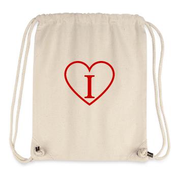 Lettre i cœur rouge - Sac à cordon recyclé Stanley/Stella - blanc naturel - Devant