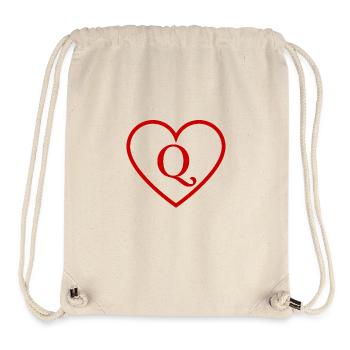 Lettre q cœur rouge - Sac à cordon recyclé Stanley/Stella - blanc naturel - Devant