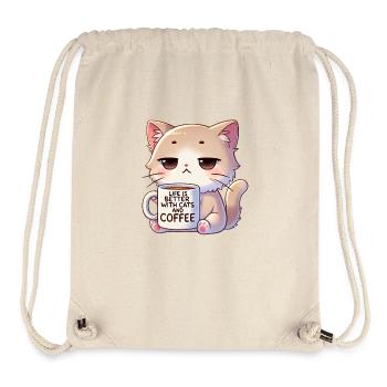 Katze Mit Kaffe - Stanley/Stella recycelter Gym Bag - Naturweiß - Vorne